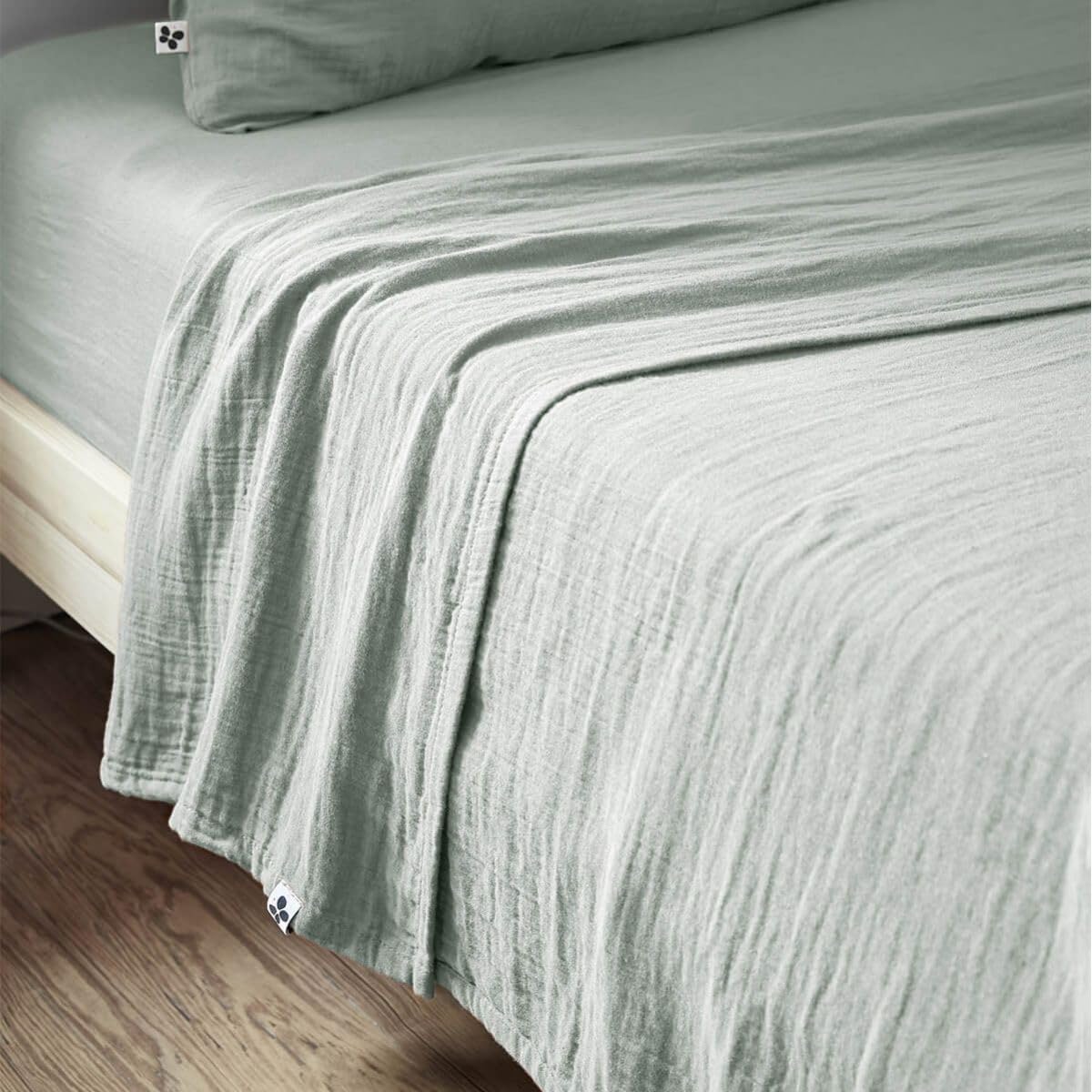 AltoBuy OUREA - Drap Plat 240x300cm Gaze de Coton Eucalyptus