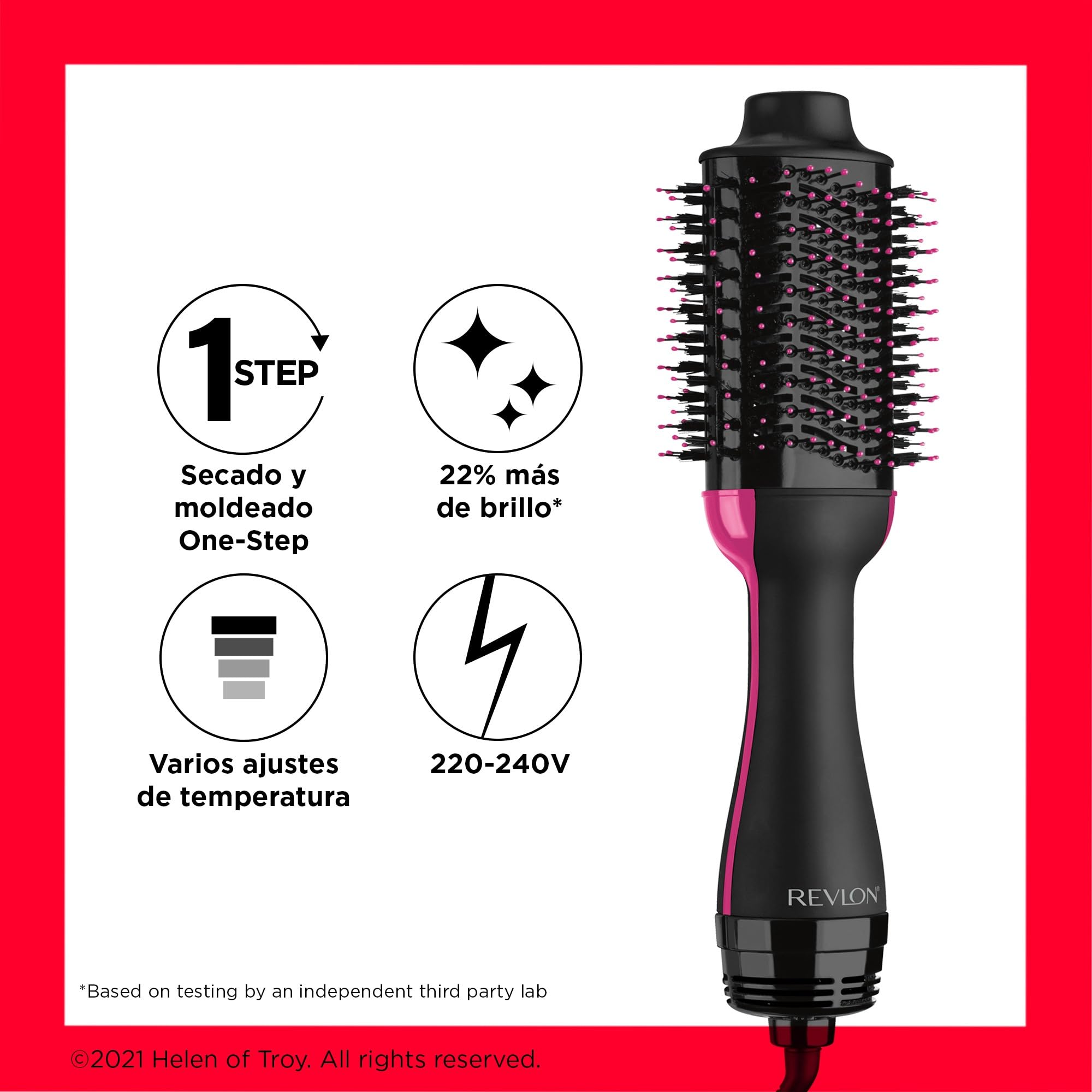 REVLON Salon One-Step Secador y Volumizador 3 Posiciones de Calor 2 Velocidades Revestimiento Cerámico Mango Ergonómico Negro Rosa Original