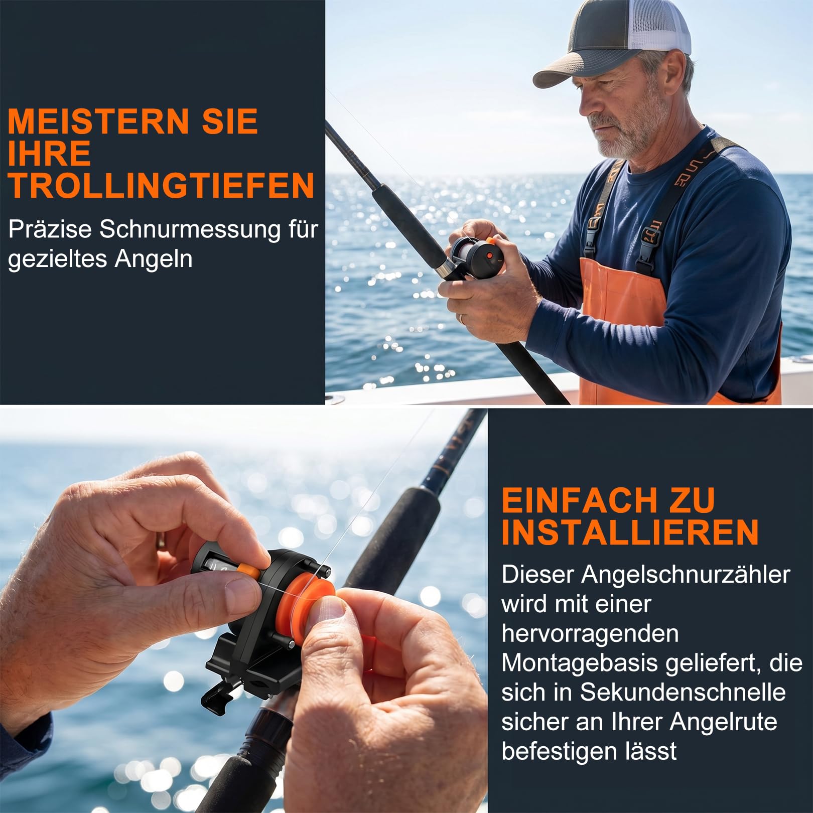 Angelschnur Zähler Für Sea Fishing,SchnurspulgeräT Angeln,Tackle Bidirectional Counting Fishing Line Depth Gauge Tool,0-999m Längen Gauge ForzäHler,Kompatibel Mit Ruten Clip-On Rods Bis 2,5cm