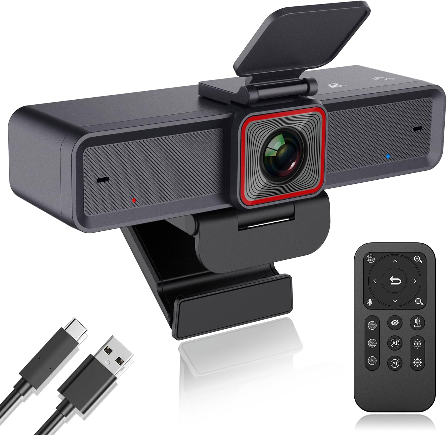 Angetube 4K Webcam for pc,AI Tracking,Remote Control 4K Web Camera/10X Digital Zoom 1080P 60fps Web cam with USB 3.0 HDR/Dual Noise Cancelling Microphones for Video Calls/Meetings/Streaming/Skype/Zoom