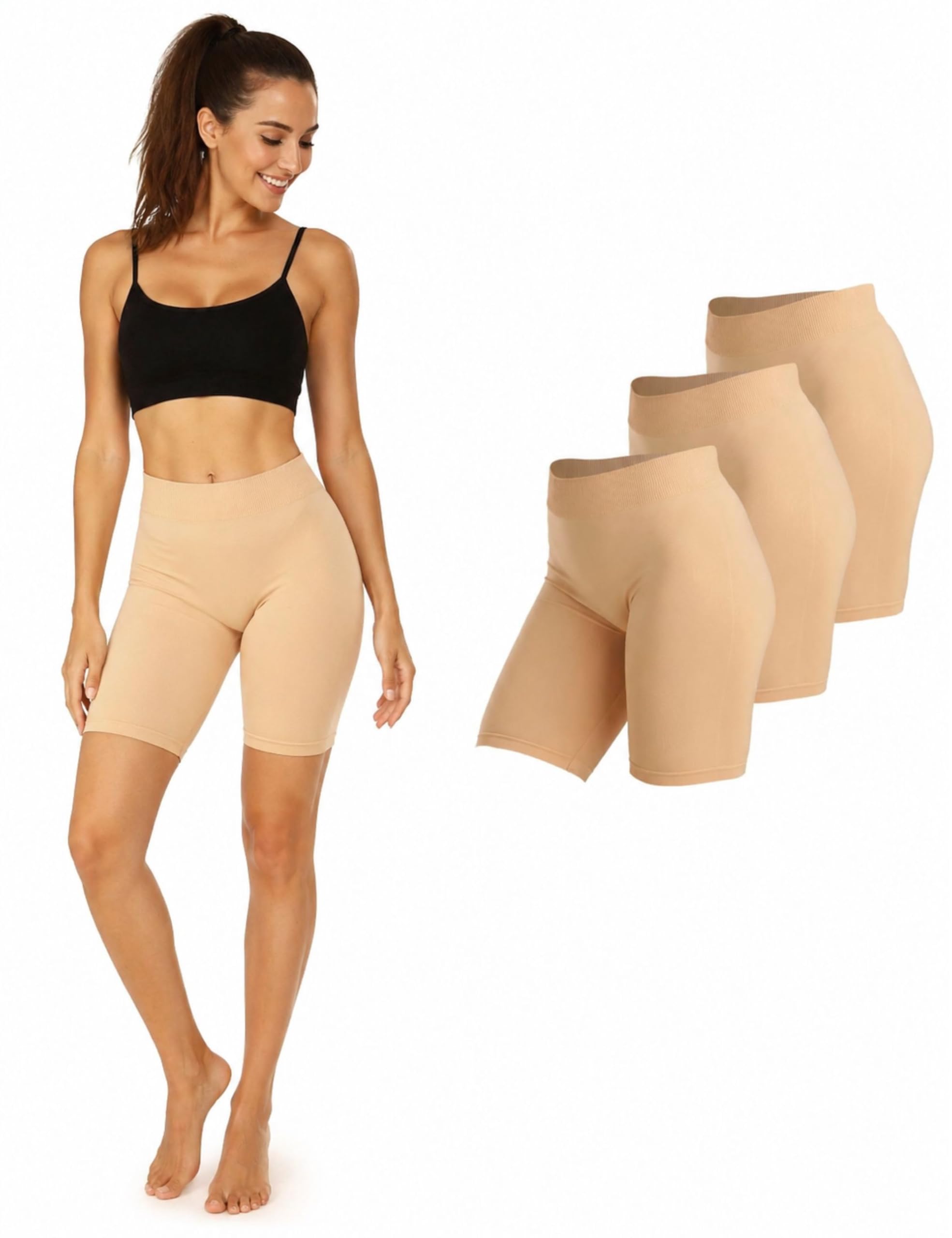 Lot de 3 Leggings Courts pour Femme, Short de Cyclisme, Sous-vêtement Basic Treasure
