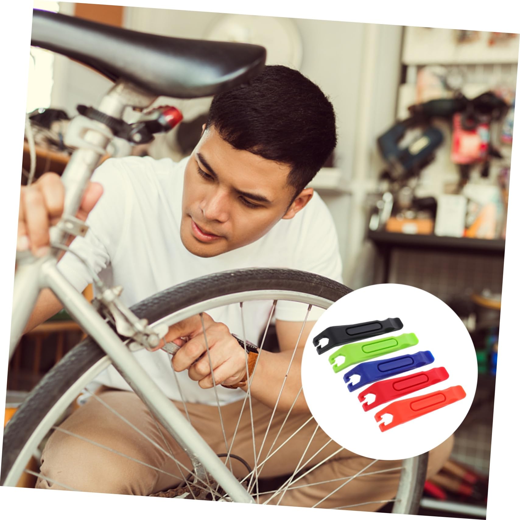 Toyvian 2sets Bike Tire Lever Durable Plastic Tire Crowbar Repair Tools for Easy Bike Maintenance Compact and Convenient Design 5pcs*2