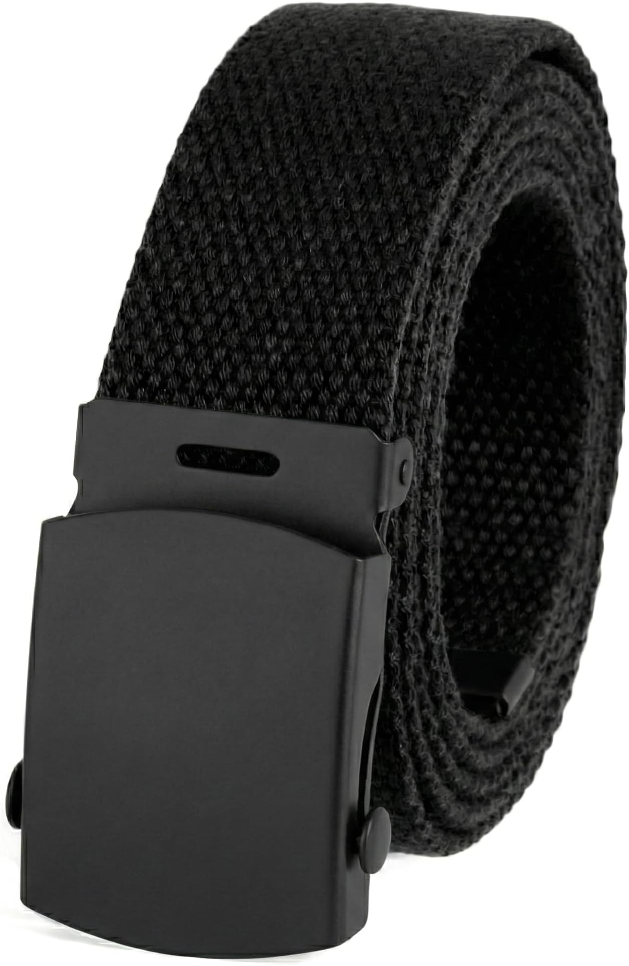 Canvas Web Belt Military Style with Black Buckle and Tip 56' Long Many Colors