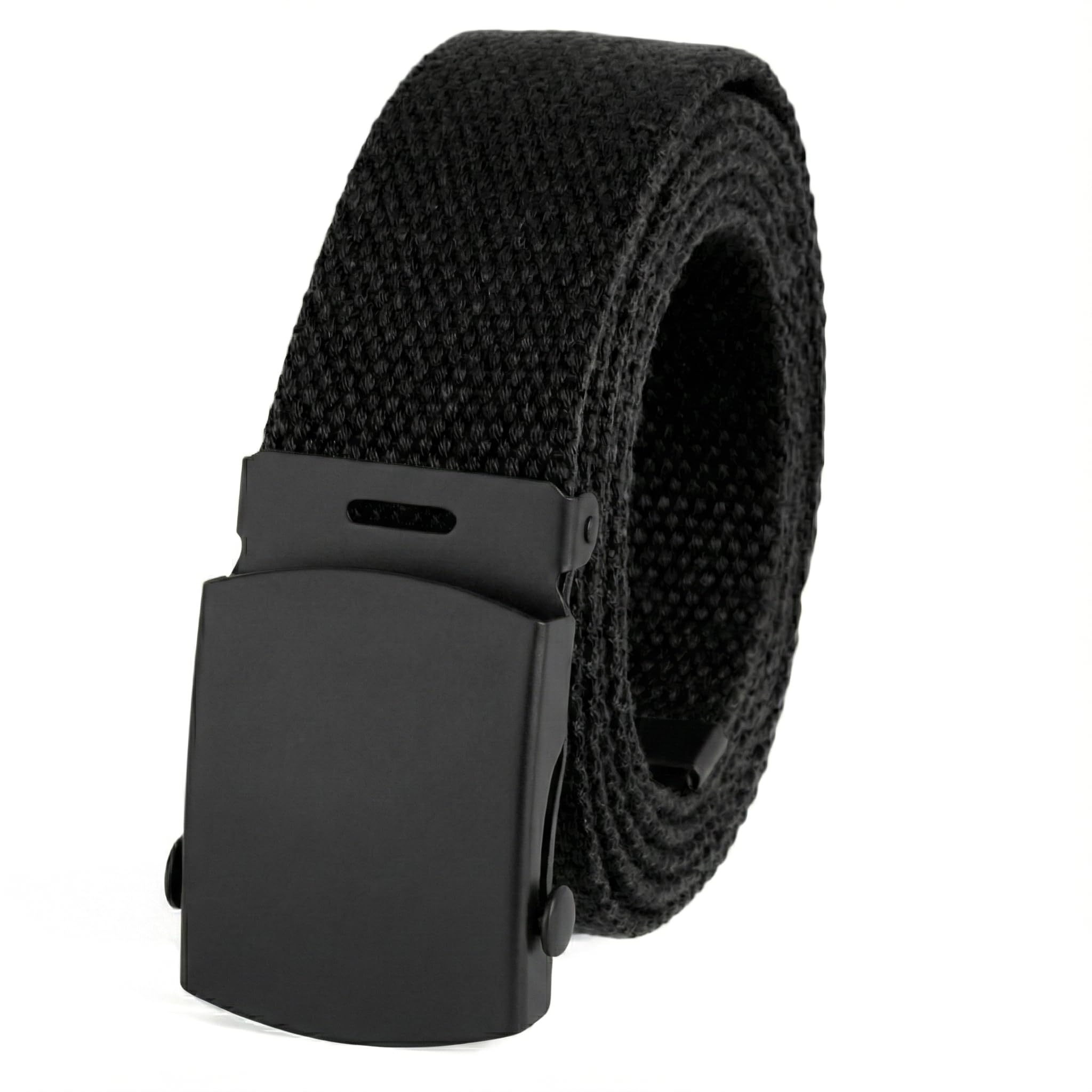 Canvas Web Belt Military Style with Black Buckle and Tip 56" Long Many Colors