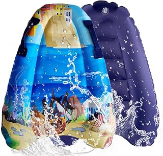 Shyllin Bodyboard Inflable, con Asas, Niños Bodyboard Inflable, Portátil Hinchable Tabla de Surf, Flotante Tabla de Surf, Hinchable Tabla de Bodyboard, Inflable Tabla de Natación para Niños 6 Años