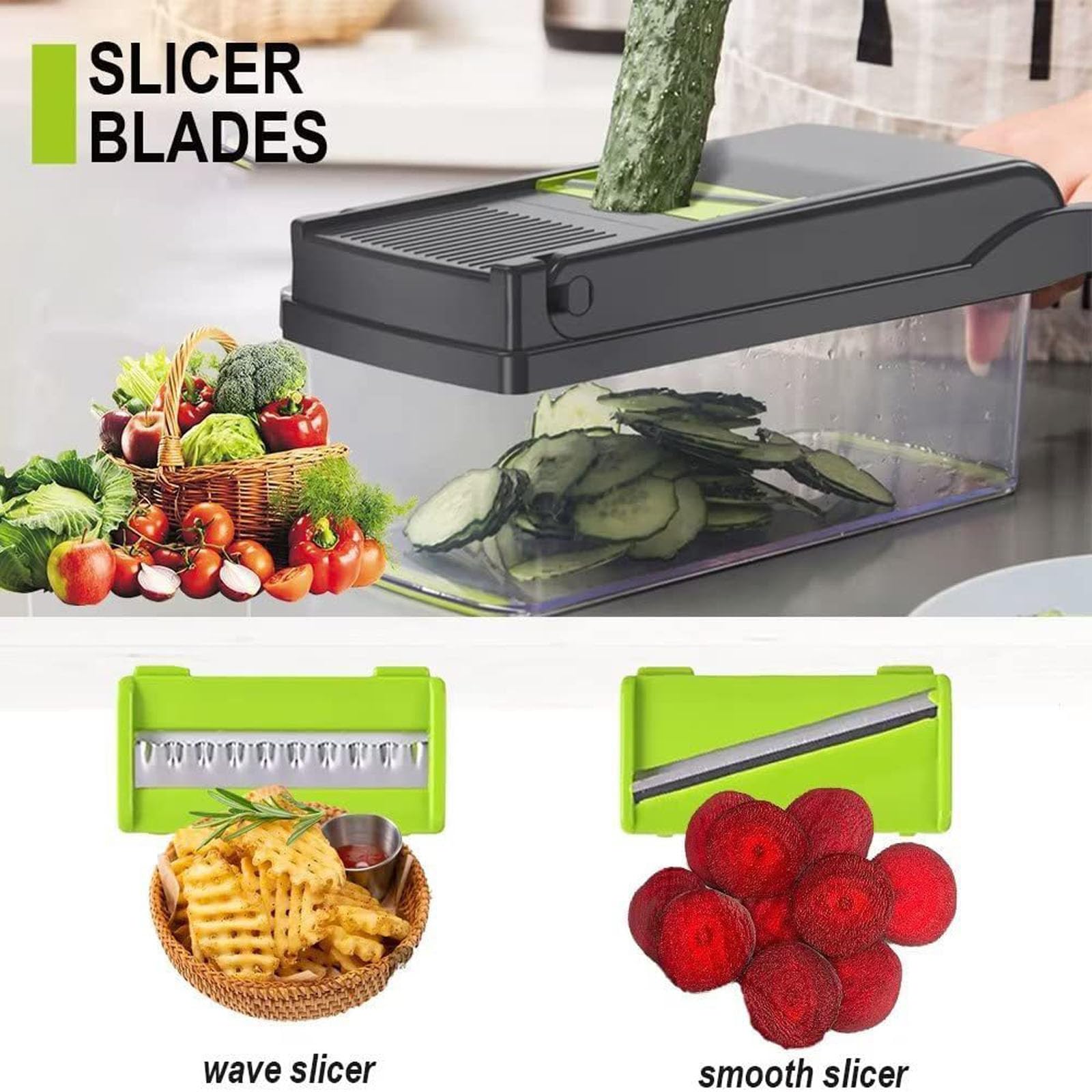 Mandolina de Cocina 15 in 1 Multifuncional Profesional Cortador de Verdura Picador de Verduras Manual Cortadora Manual Para Cortar Verduras en La Cocina