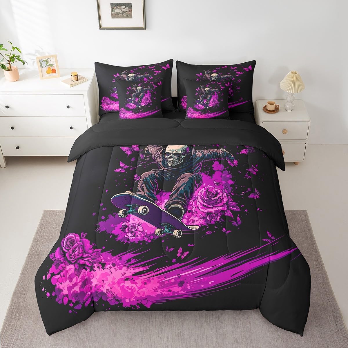 Feelyou Sun Moon and Star Print Comforter Set with Sheets Galaxy Sun Moon 7 Piece Bedding Set Full Size for Kids Boys Girls Bohemian Gothic Bed in a Bag Trippy Hippie Bed Set