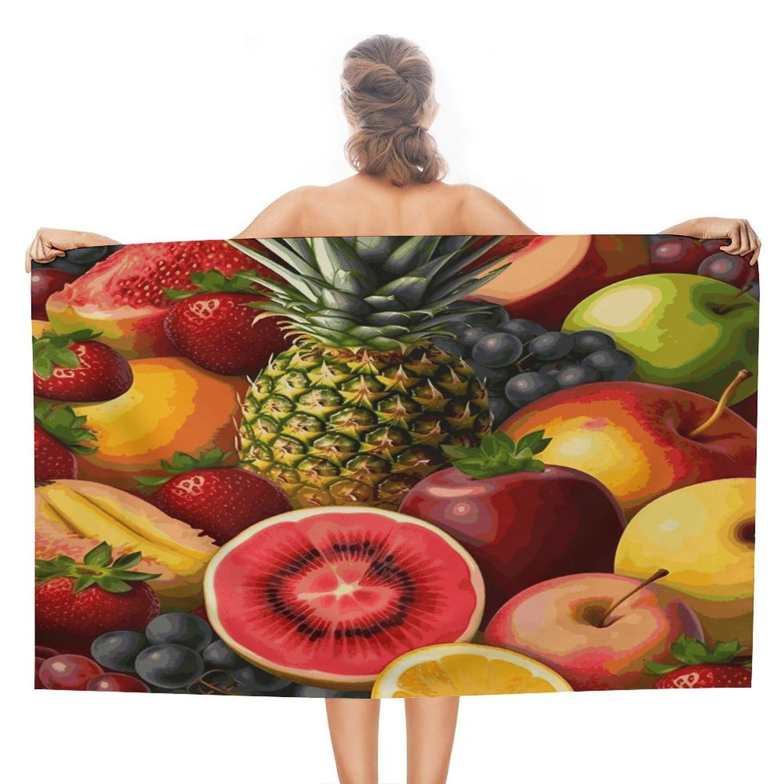 Fekiloot Style Fresh Juicy Fruits Pineapple Berries Watermelon Grape Orange Beach Towel-Absorbent And Quick-Drying,Gym Towel-Ultra Portable,Resistant,Travel Towel For Shower,Beach,Gym,Spa,Swimming & Outdoor Adventur