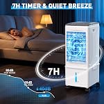 Portable Air Conditioner, 9.5L Portable AC Unit, 24H Fast Cooling, 3 Speeds Cooling Fan, Quiet Air Conditioner Portable w/7H Timer & Remote, Evaporative Air Cooler for Bedroom Home Office