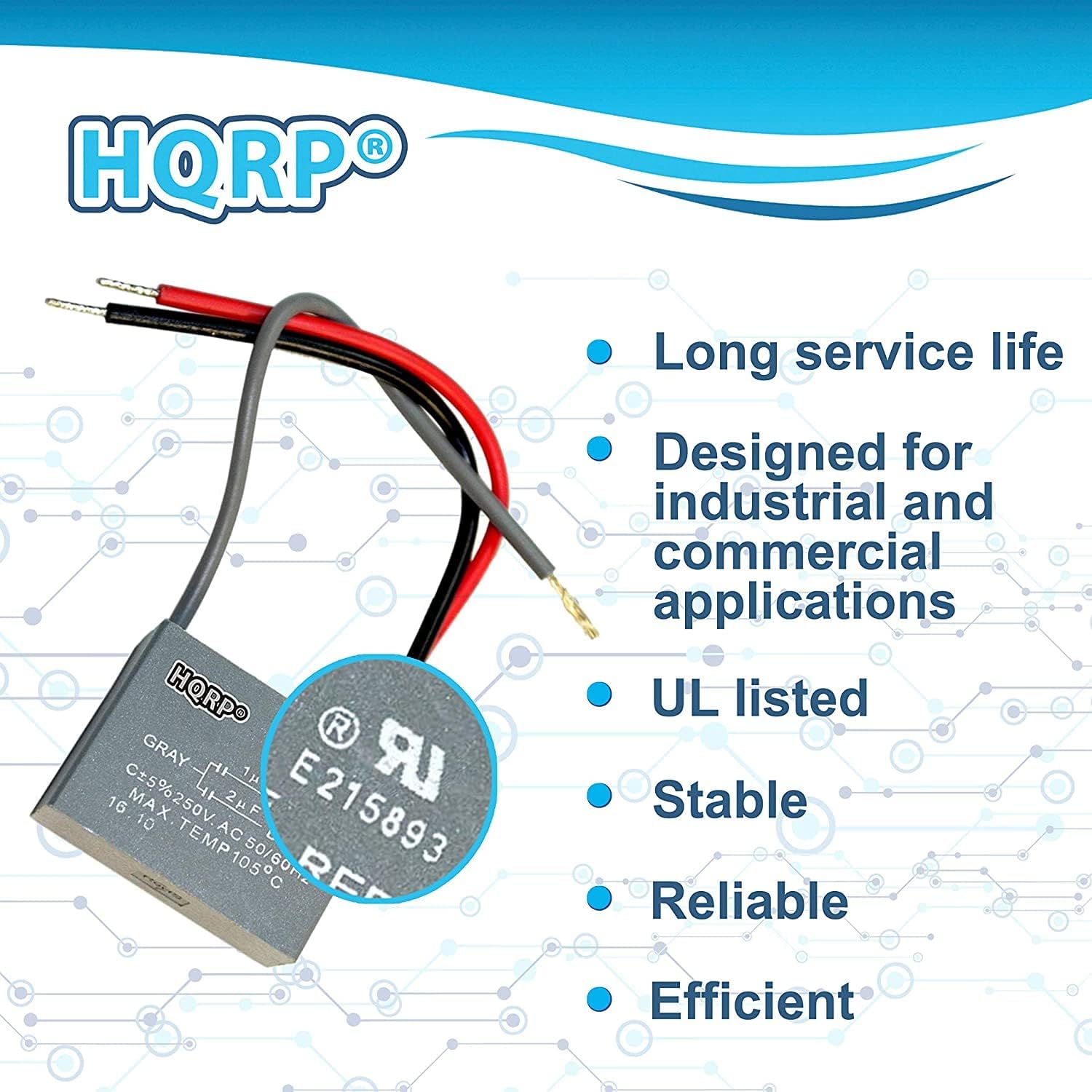 HQRP Capacitor CBB61 Compatible with Harbor Breeze Ceiling Fan 4.5uf+4.5uf+6.6uf 4-Wire