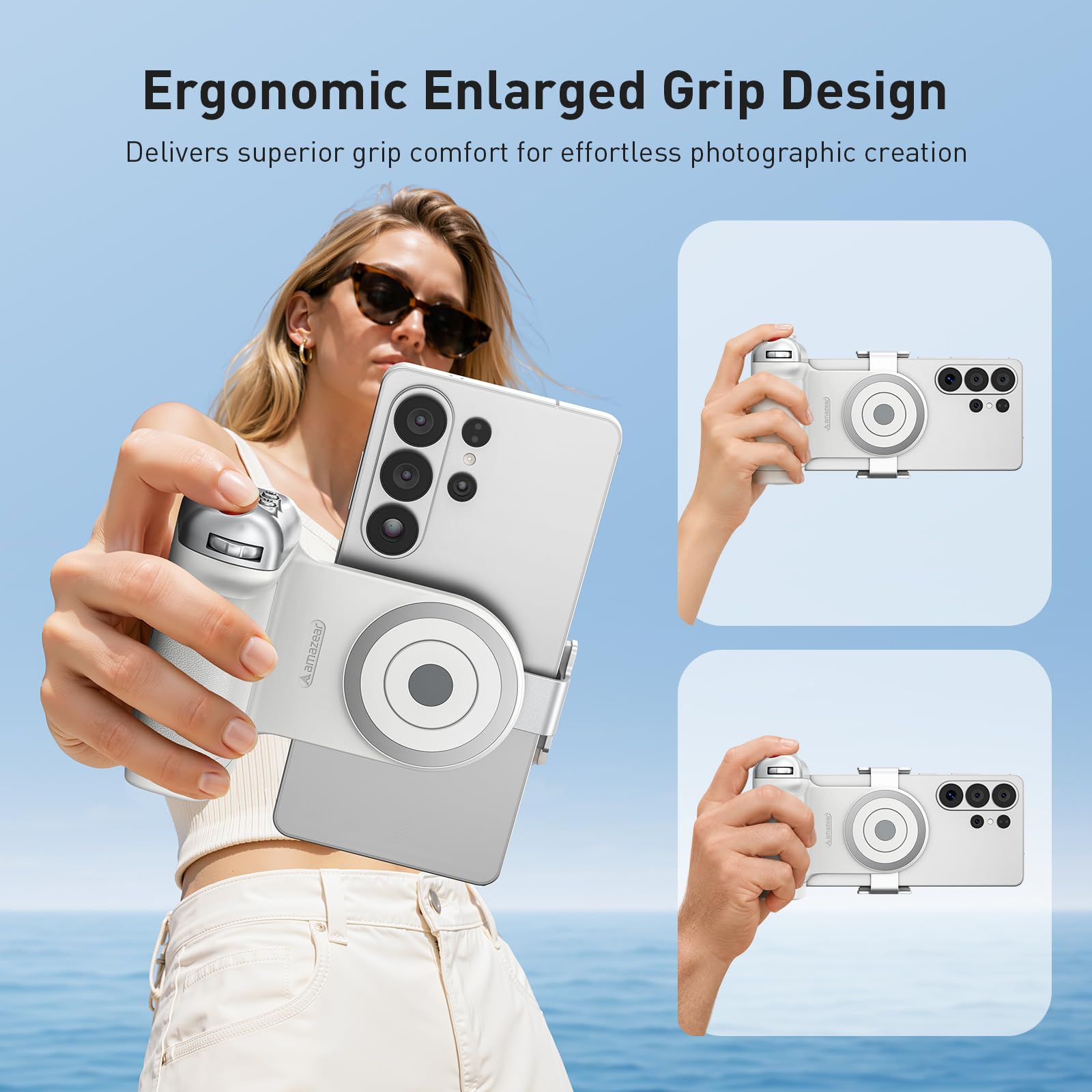 AMAZEAR Poignée Magnétique pour Smartphone iPhone/Andriod,Bluetooth Grip
