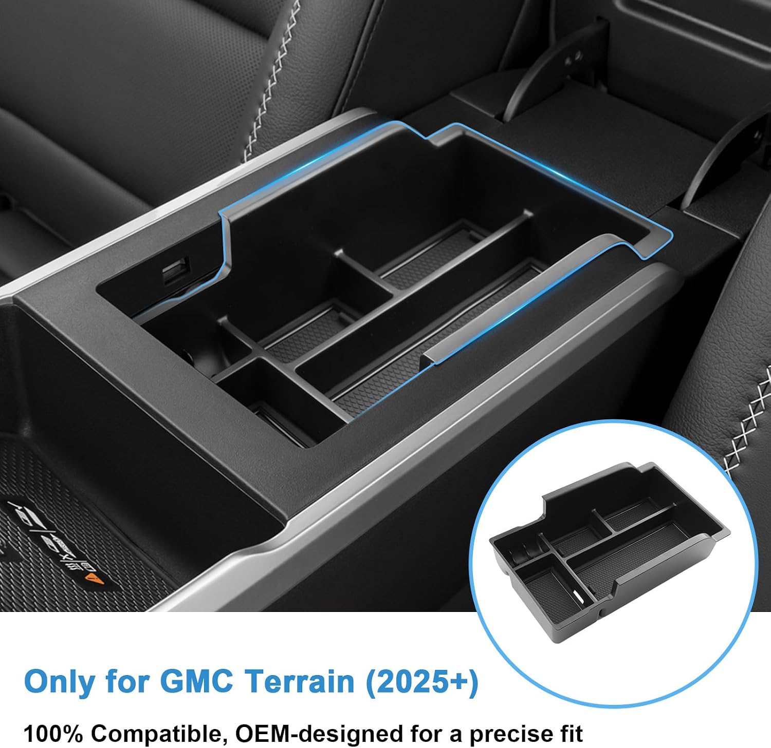 2025 2026 2027 Terrain Center Console Organizer for GMC Terrain (Elevation/Denali/AT4), Durable ABS&Anti-Slip Rubber Console Tray Insert 2027 2026 Terrain Accessories image 2