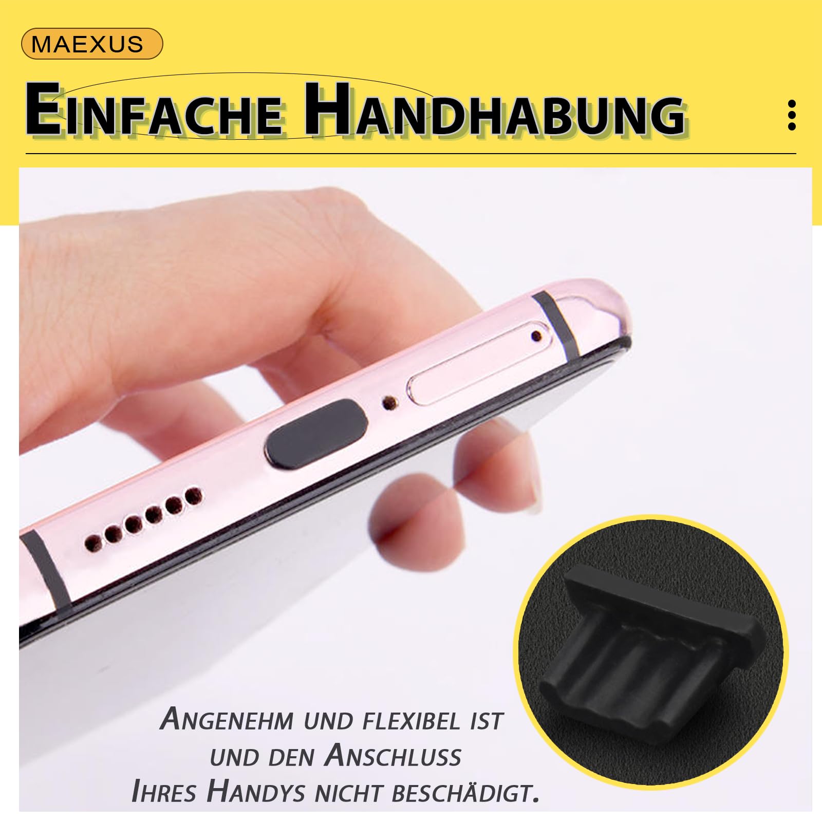 MAEXUS Nasadka ochronna USB, zestaw 36 wtyczek przeciwpyłowych, ochrona przed kurzem USB C, stoper przeciwpyłowy typu C, miękka osłona na port micro USB, osłona ochronna do portu USB, USB A, typ C