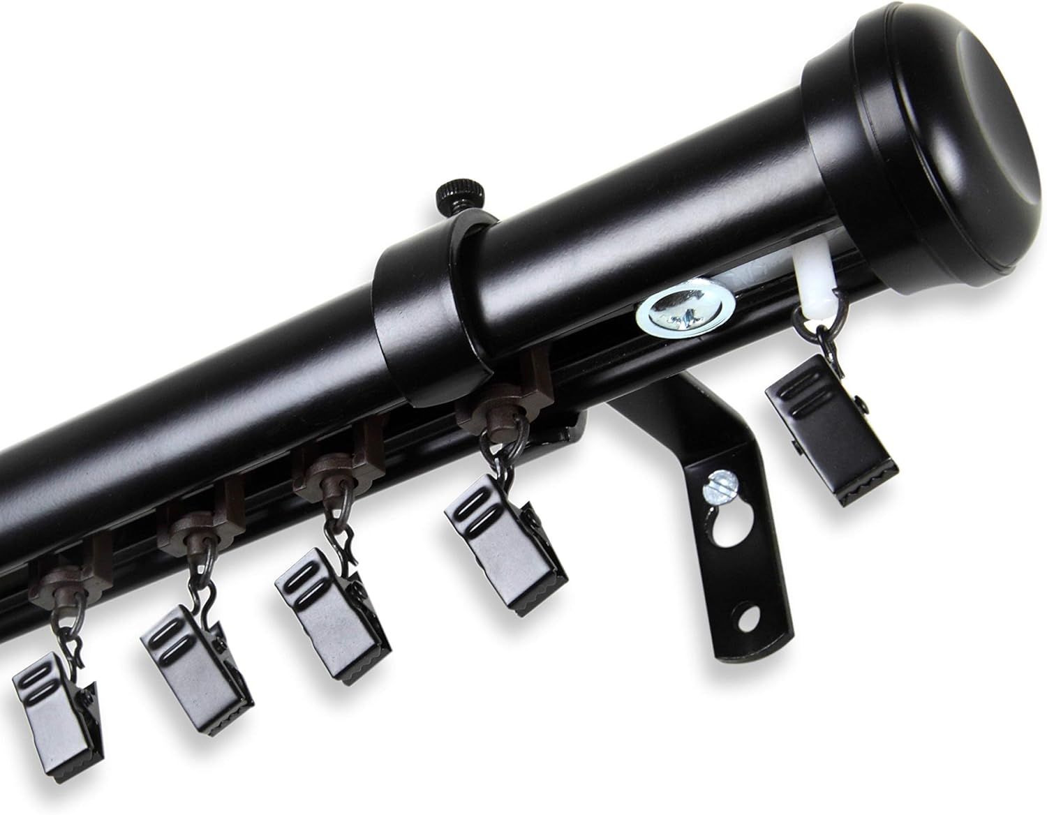 Edison Cordless Traverse Rod Black 110 to 156 inch Black Finish