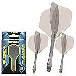 Winmau Darts Fusion Integrated Flight & Shaft System - No.2 Shape & Design - Grey Colour, Short Length