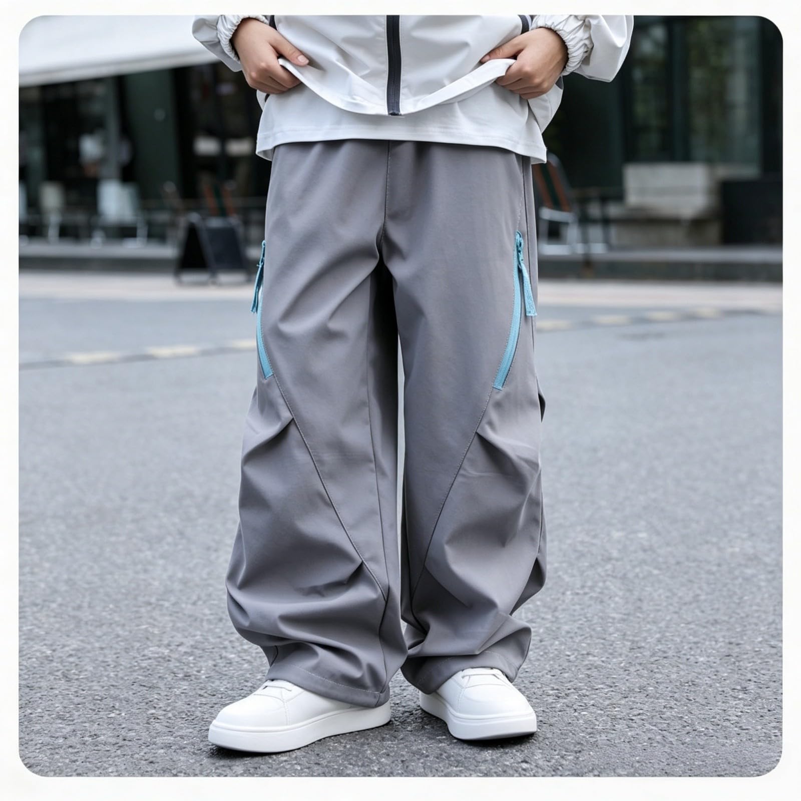 WINWUQB Cargohose für Jungen, weites Bein