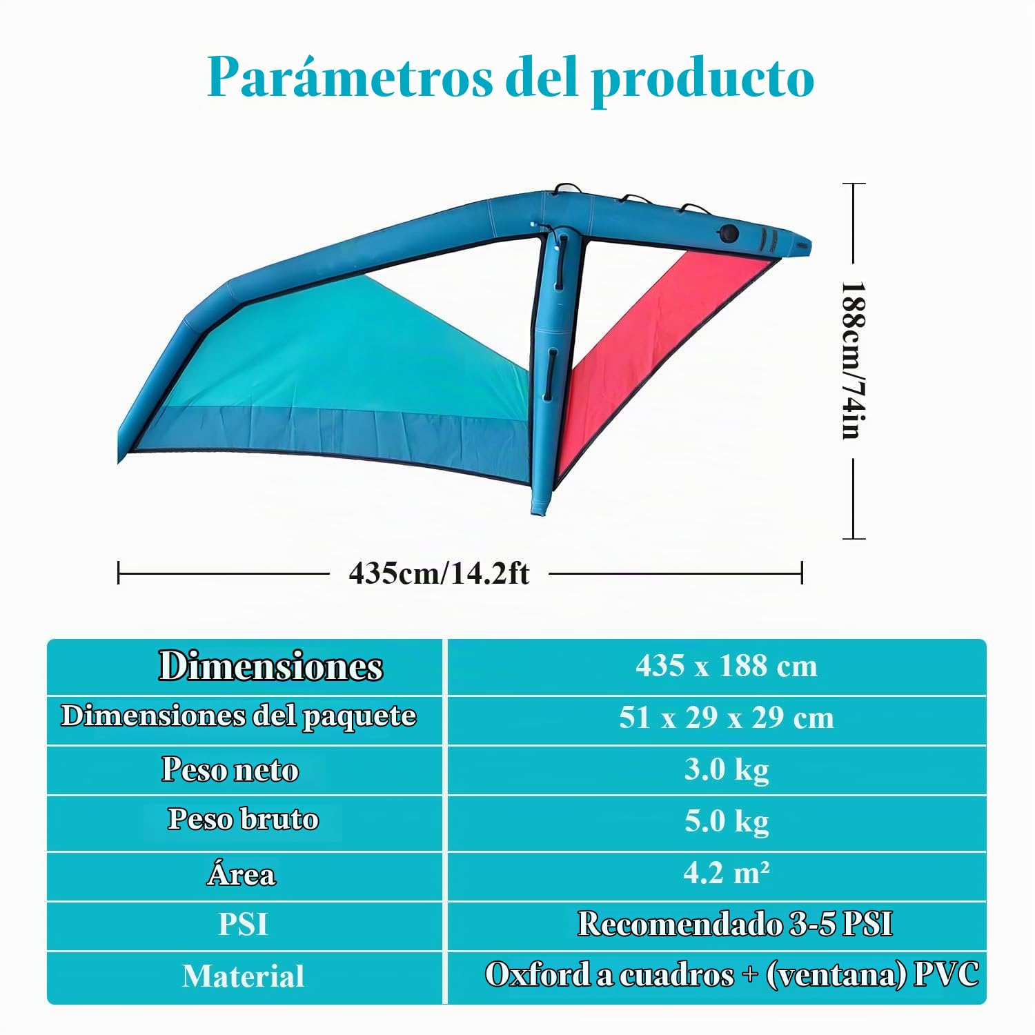 Vela de Windsurf para Adultos, Vela compacta Profesional para Paddle Surf, Superficie Azul y roja, rotación de Base de 360°, para Windsurf.
