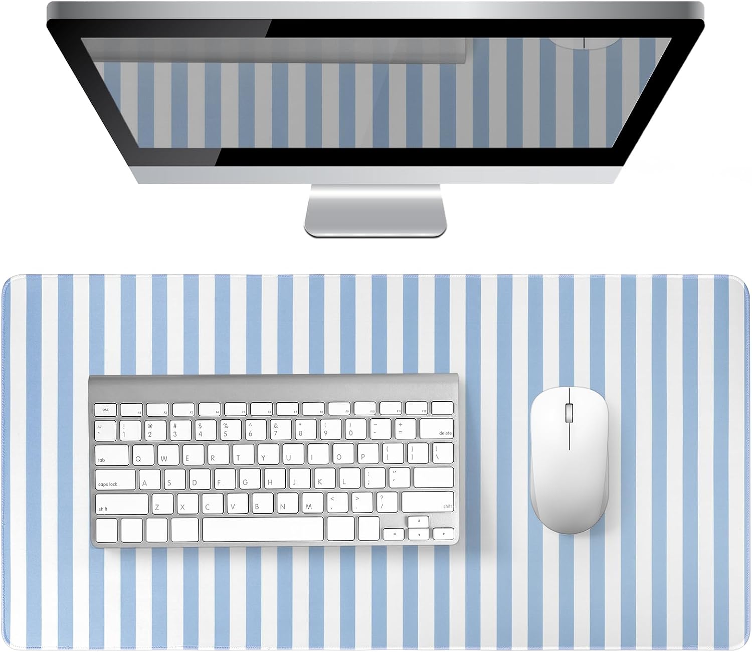 Blue Striped Desk Mat Large Mouse Pad Cute Desk Pad Keyboard Computer Mat