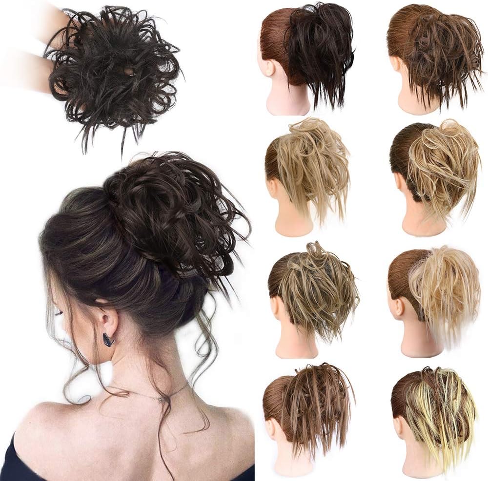 MORICA Messy Bun Hair Pieces for Women Scrunchies for Hair Extensions Tousled Elastic Rubber Band Hairpiece Synthetic Hair updo Scrunchies Ponytail Hairpiece (Color:4#)