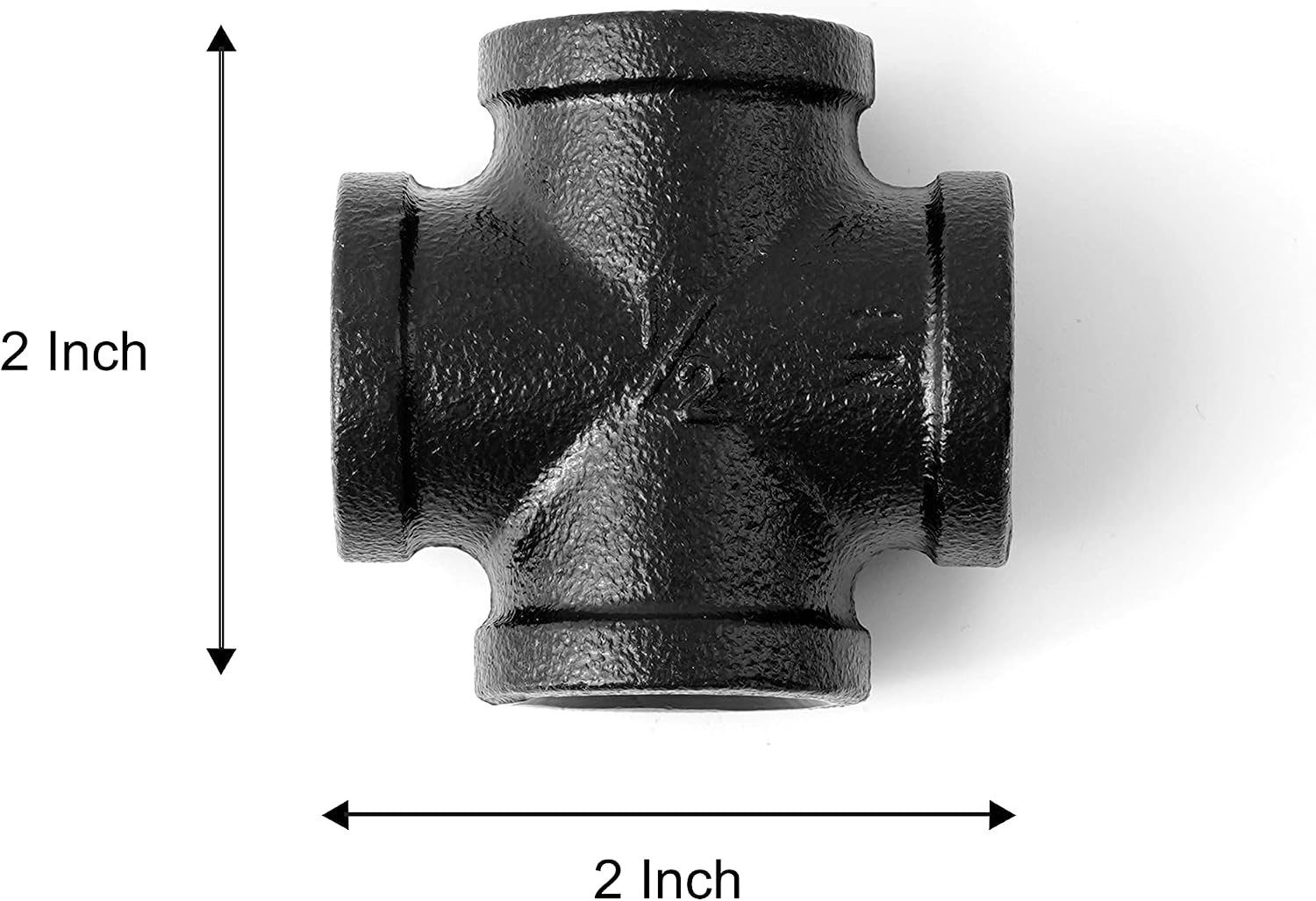1/2" Black 4-Way Cross Fitting Connector, Home TZH 10-Pack Cast Malleable Iron 4 Way Corner Pipe Fittings for Industrial vintage style DIY Project/Furniture/Shelving Decoration(10, Black 1/2")