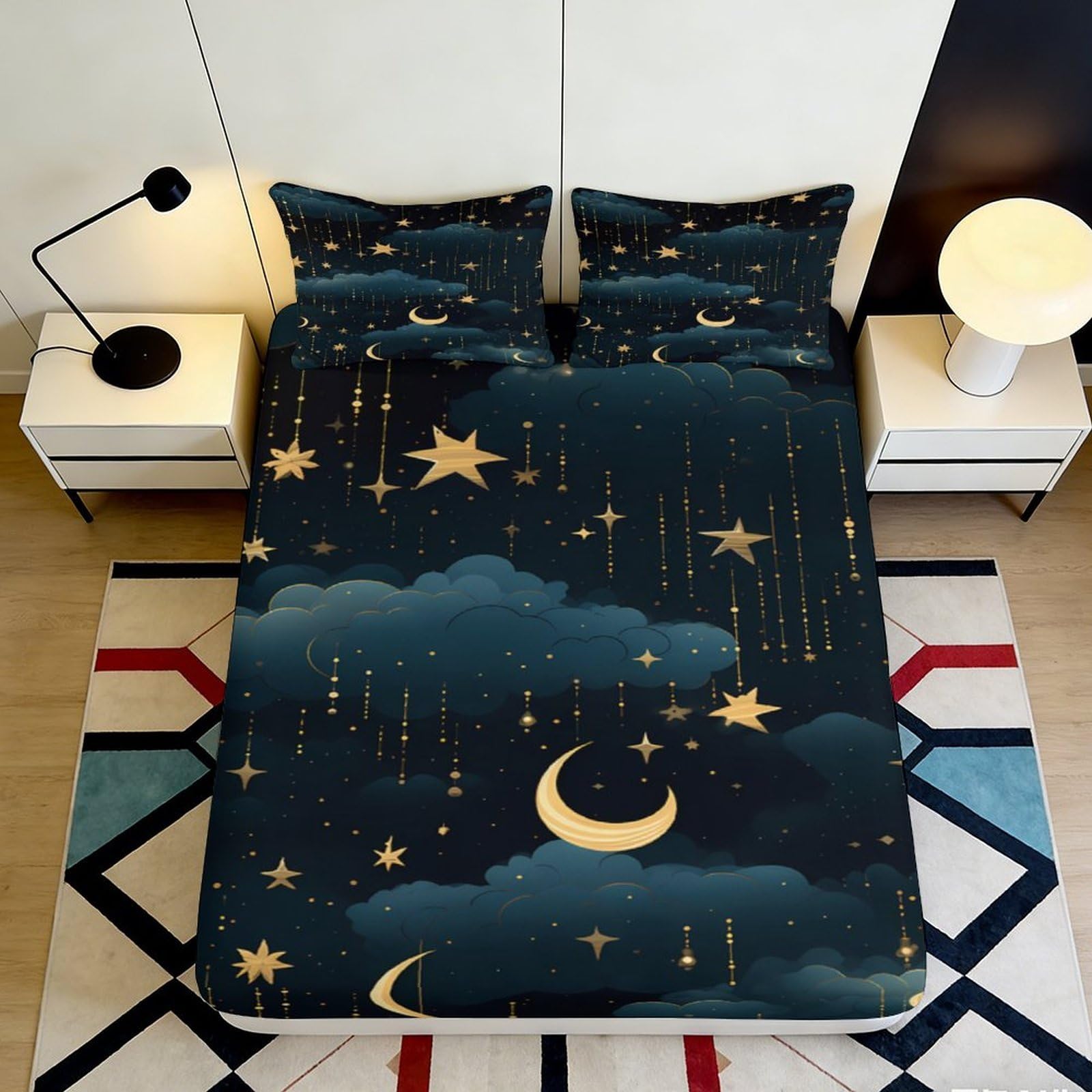 3D Printed Lion Design Fitted Sheet Microfiber Deep Pocket Non-Slip Bedding Lion Mattress Fitted Cover Washable 180x200x25cm