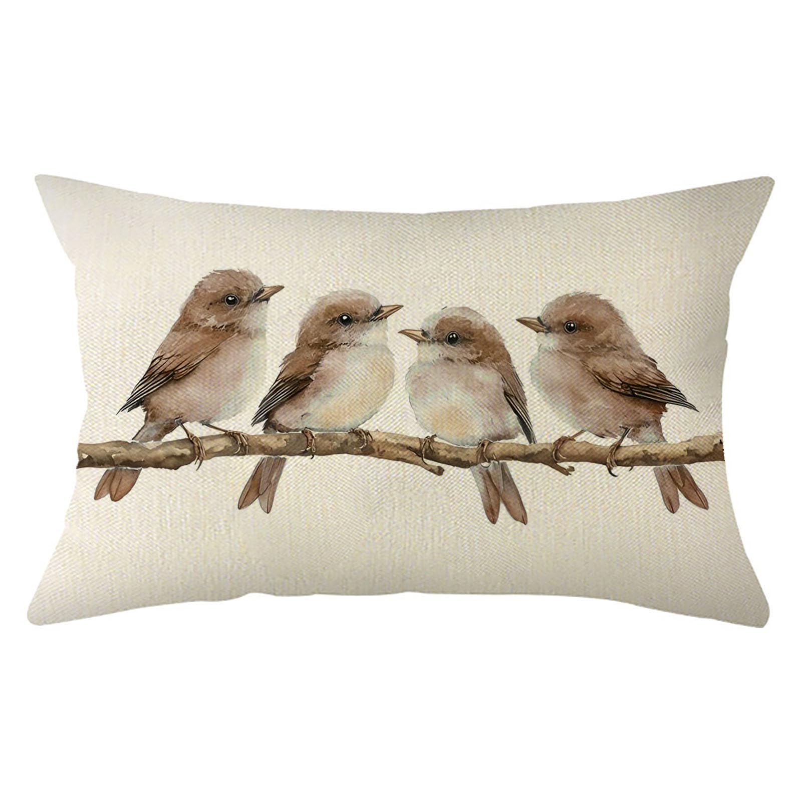 Ogiselestyle Fall Throw Pillow Cover 12 x 20 Inch Birds Autumn Cushion Case Decoration for Sofa Couch