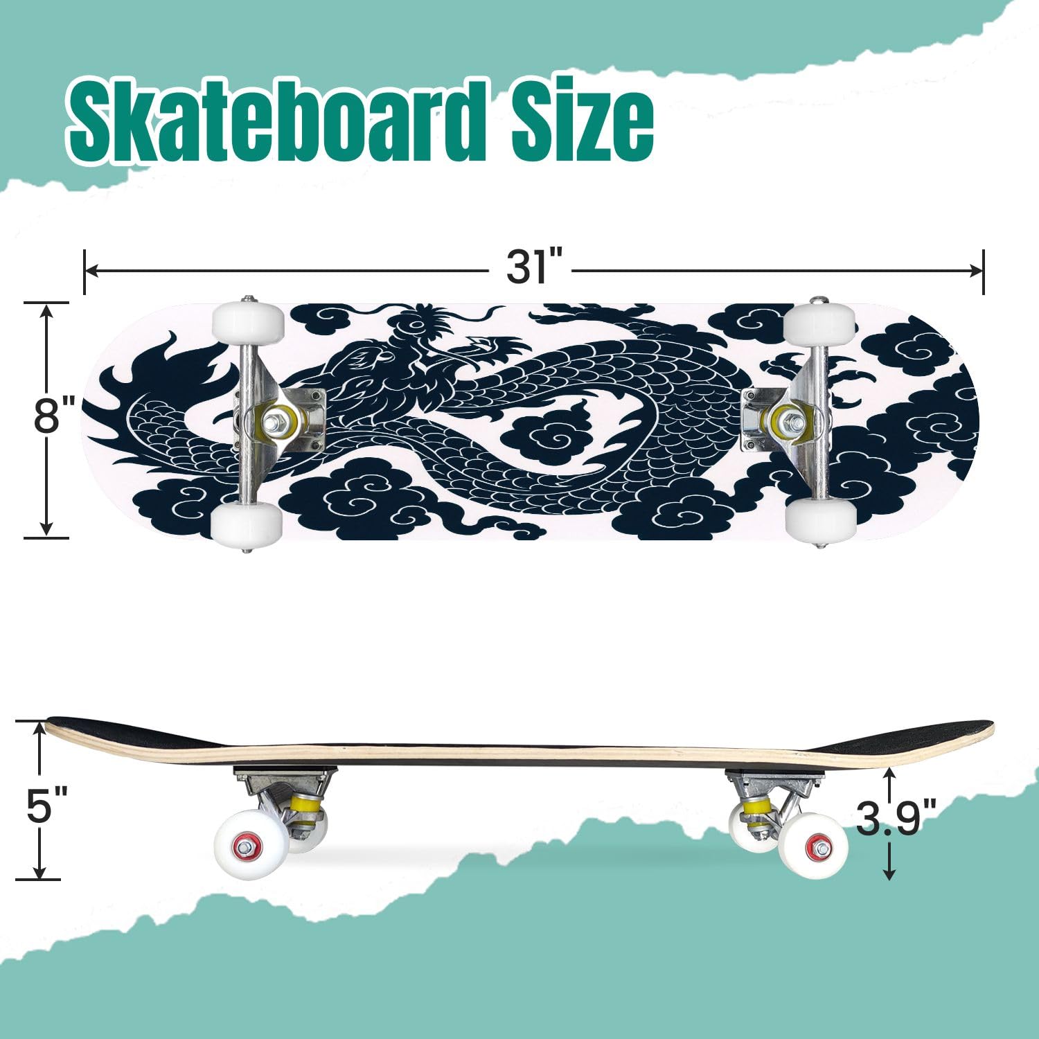 Skateboards Ancient Chinese Dragon Pattern 7 Layer Maple Wood Deck 31