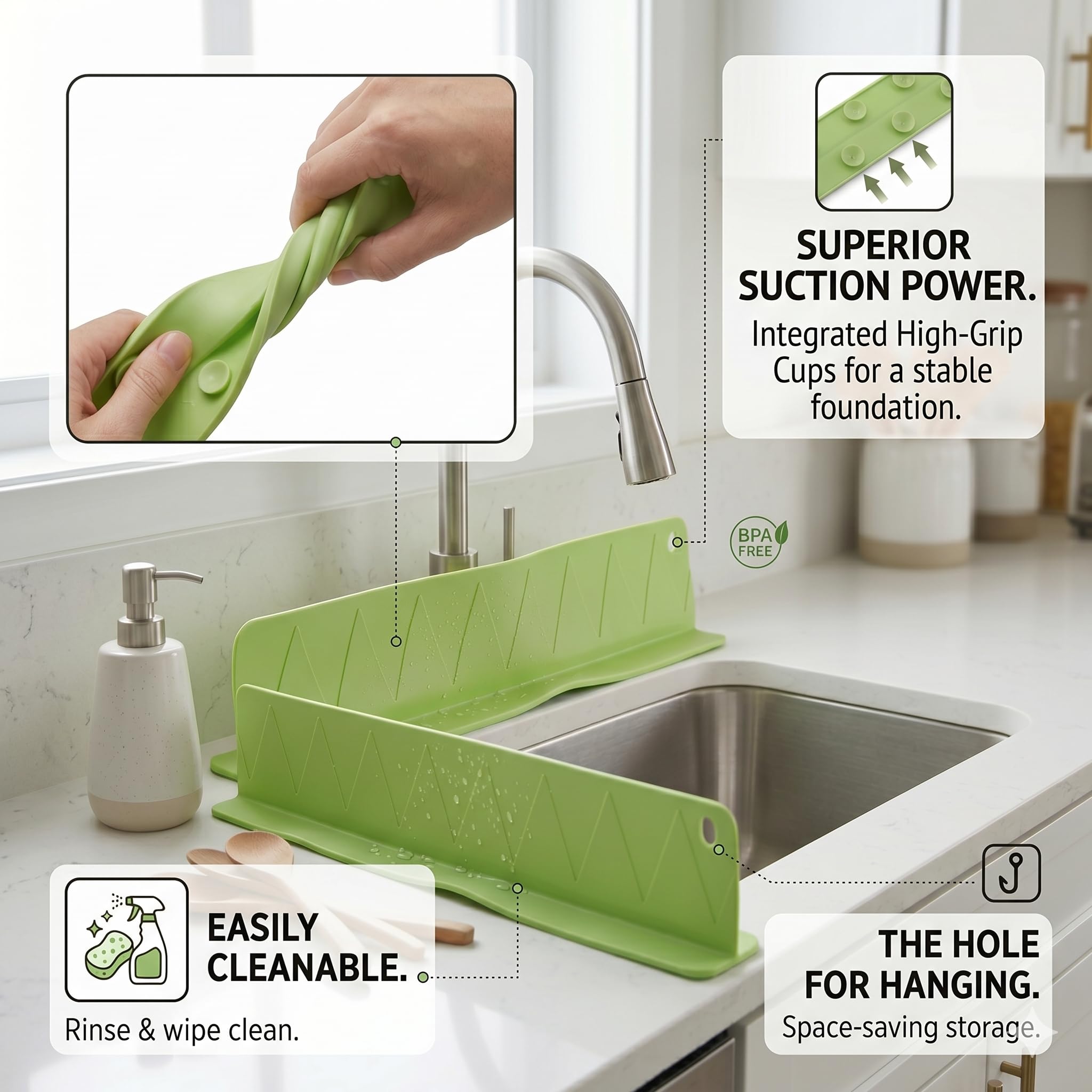 Silicone Sink Splash Guard - Keep Surfaces Dry! -5