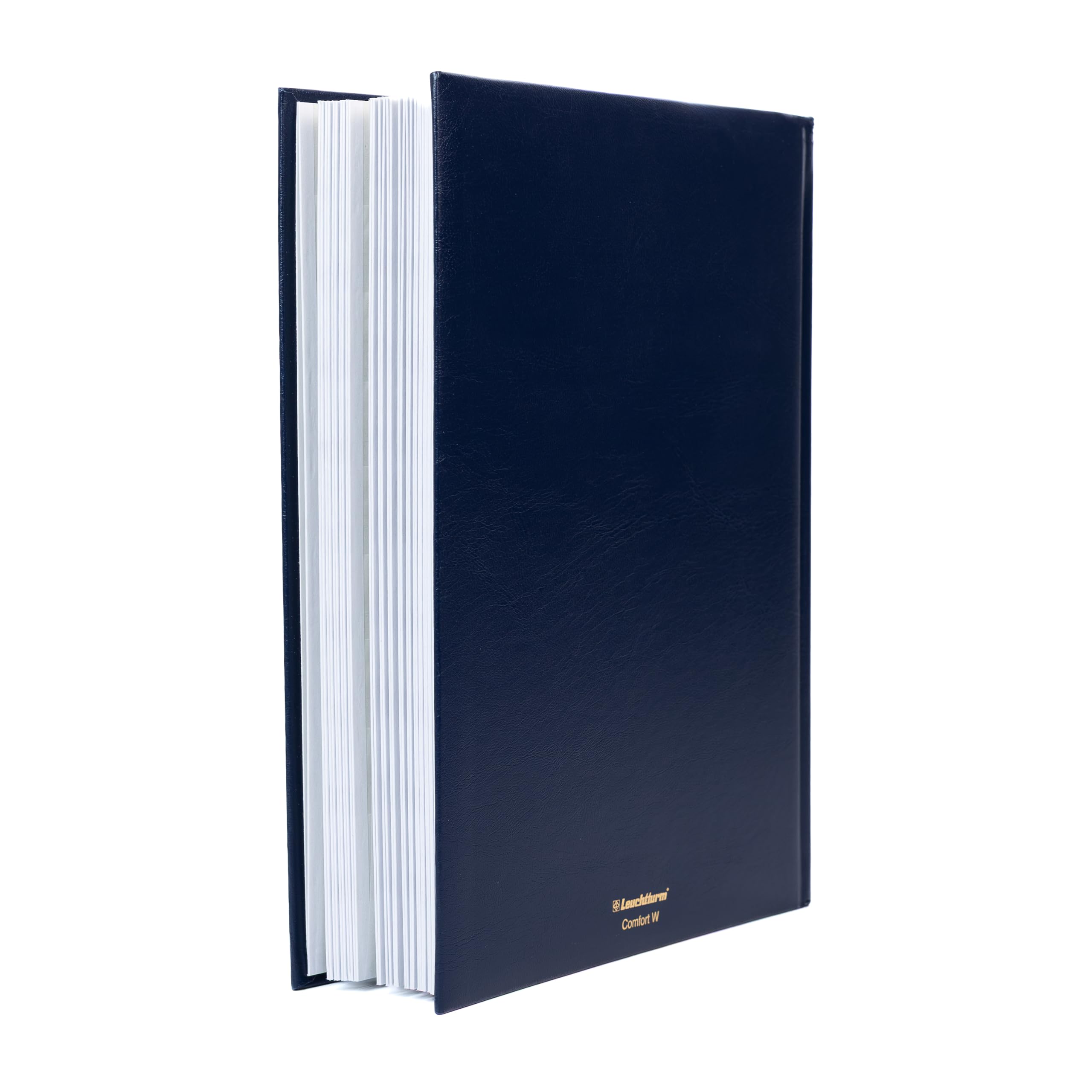 Leuchtturm 336541 Album de timbres Comfort - DIN A4, 64 pages, bande pergaminée, couverture ouatinée - bleu