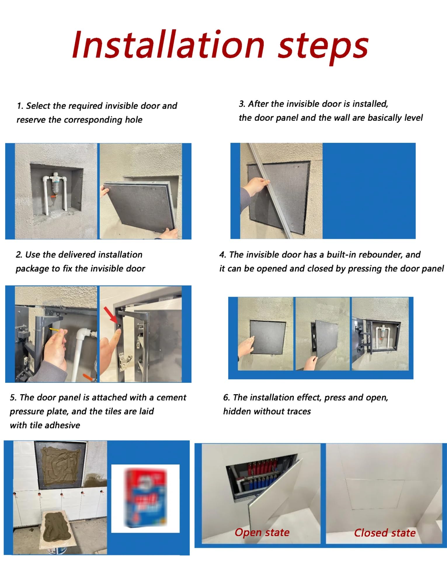 Cubierta de reparación impermeable para azulejos de baño, bañeras, calefacción por suelo radiante, tubo oculto / hidrante (500 x 600 mm)