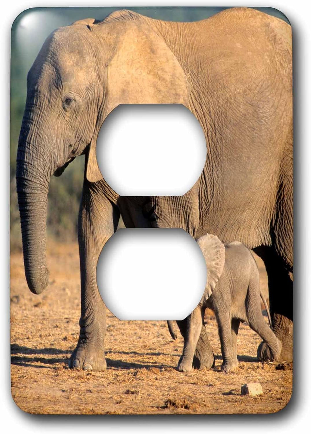 3D Rose lsp_205352_1 An African Elephant Mother & Calf On The move. - single Toggle Switch