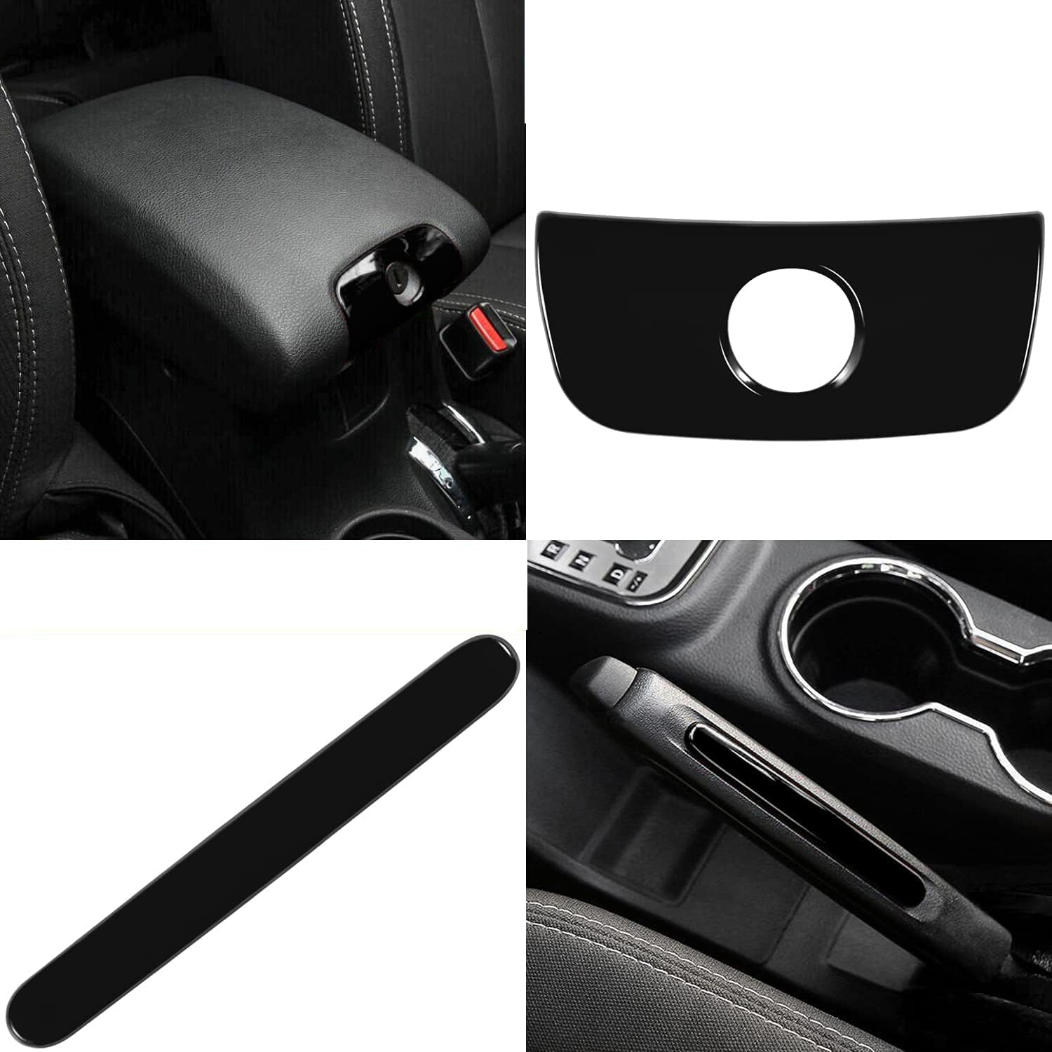 18pcs/Set ABS Interior Mouldings Decoration Kit Trim Cover Compatible with Jeep Wrangler JK 4-Door 2011-2017 (Black)