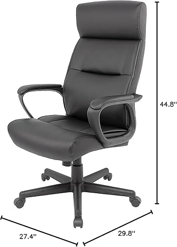 Miniatura 3 de STAPLES Rutherford Silla ergonómica de oficina ejecutiva y gerente, respaldo alto, altura ajustable, piel sintética Luxura, color negro