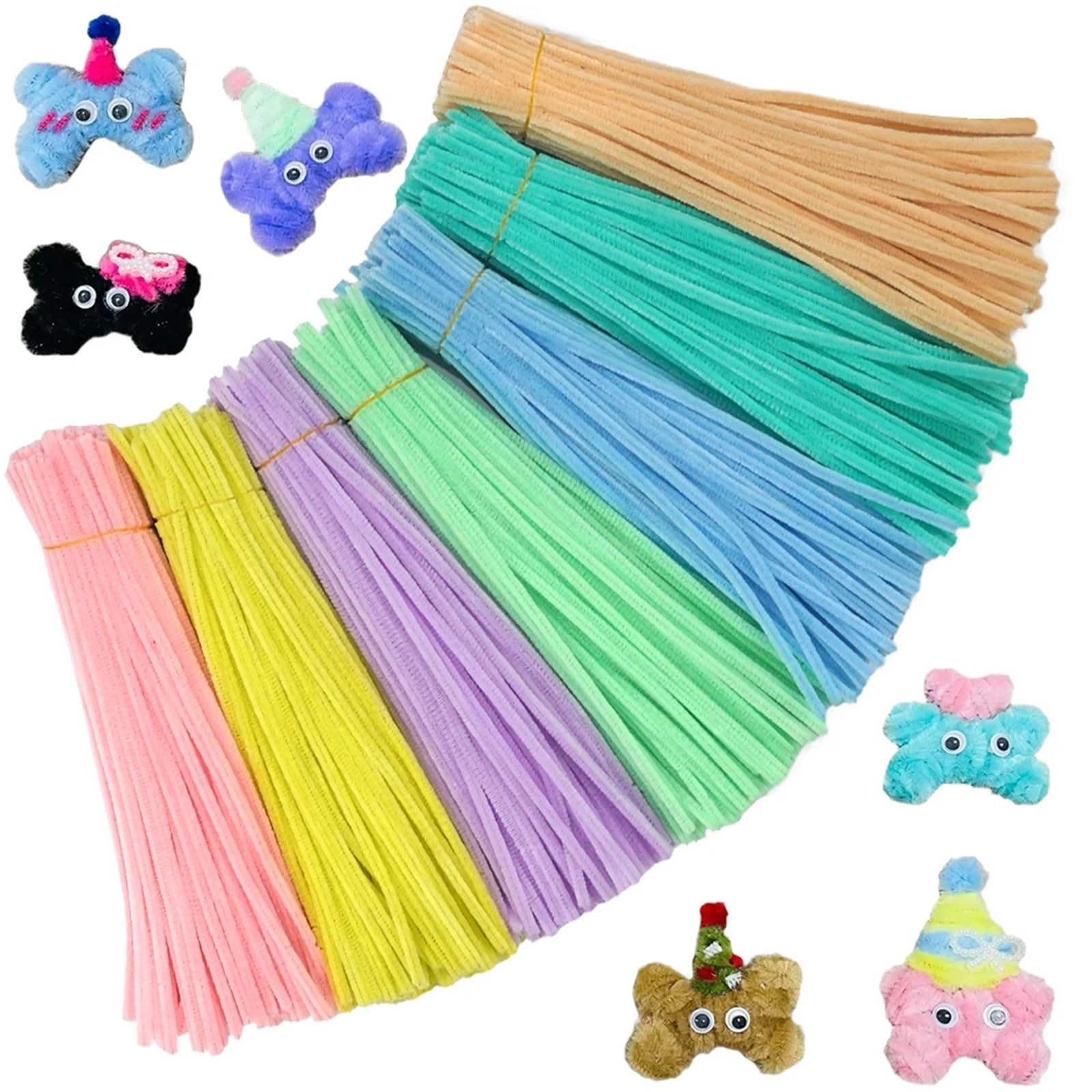 Fil Chenille Cure-pipes, 100 pièces, tiges chenille 7 couleurs, for bricolage, décoration, projets scolaires créatifs (30 cm x 12 pouces, couleurs macaron)(MIxed color-700pcs)