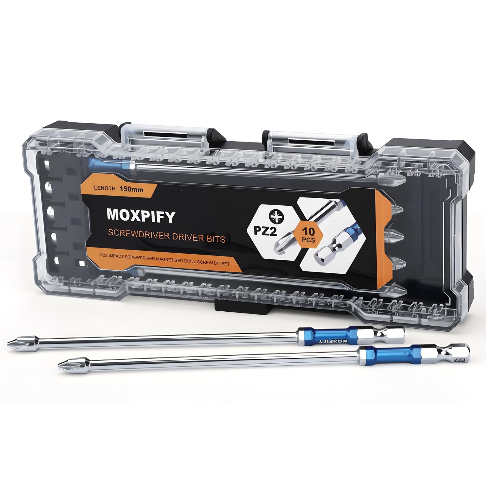 PZ2 10pcs Impact Driver Bits, 150mm Magnetic Screwdriver Bit Set
