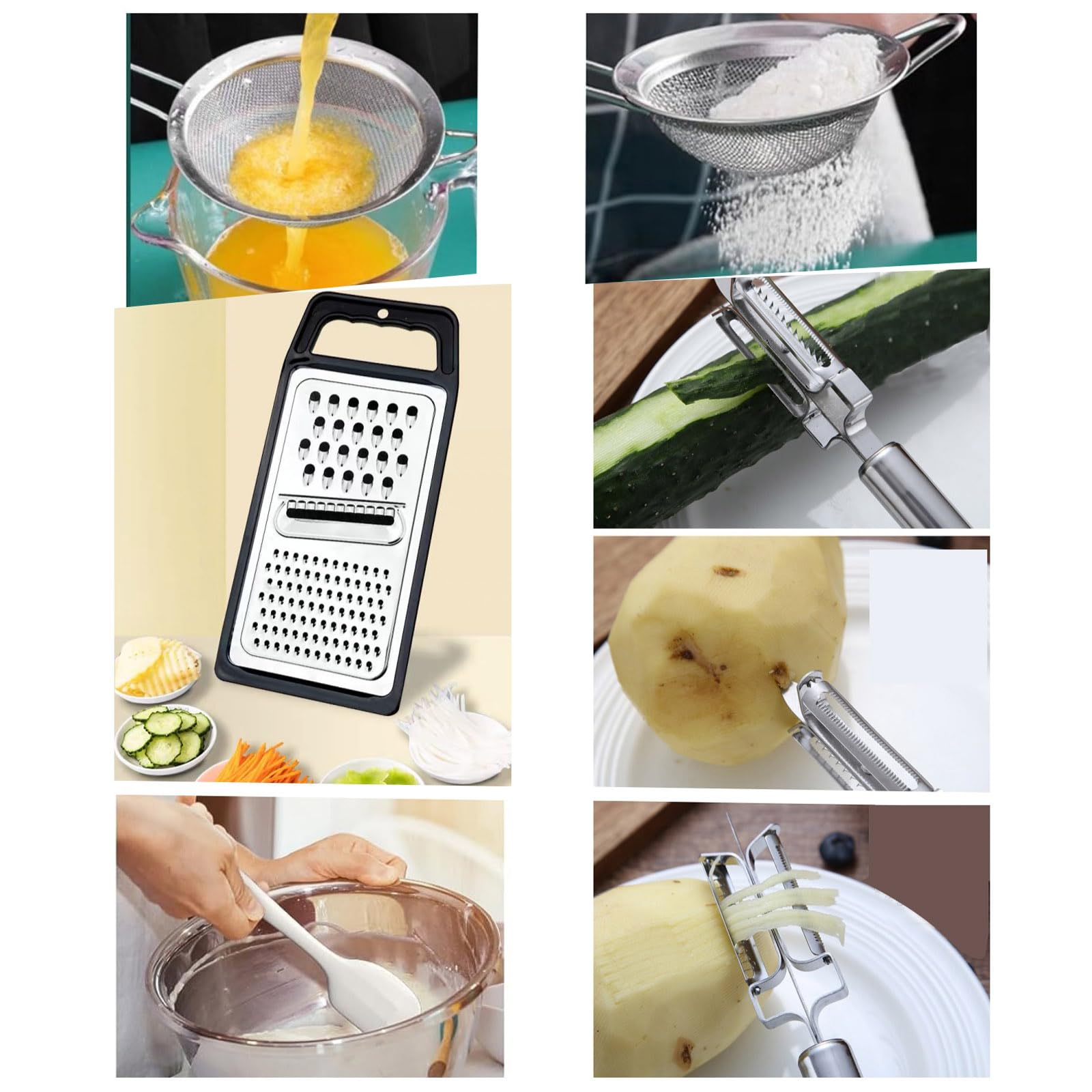 Set di Utensili da Cucina in Silicone, Set di Utensili da Cucina da 47 Pezzi con Supporto, Set di spatole con Manico in Acciaio Inossidabile, Utensili da Cucina per Cucinare,Cachi