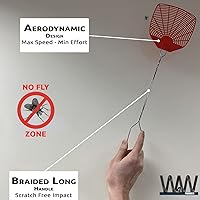 Vista 6 de W4W, Matamoscas Bug & Fly Swatter con mango de metal trenzado, paquete de 6 matamoscas para interiores y exteriores