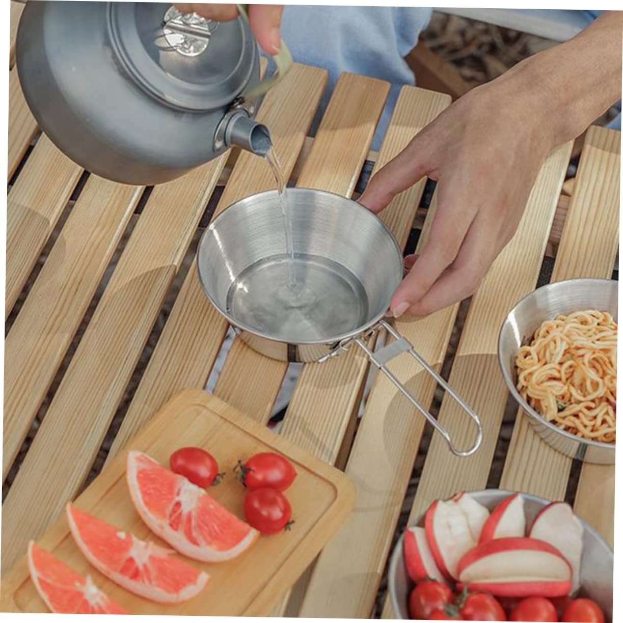 balacoo 2 Pcs Cup Titanium Stainless Steel Tumbler Cup Portable Multi-use for Outdoor Activities