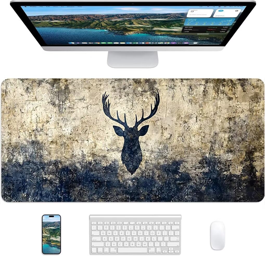 Wxuaixnn XXL podkładka pod mysz do gier ze zwierzętami, 160 x 80 cm z przeszytymi krawędziami i antypoślizgową podstawą, wodoodporna podkładka pod mysz i trwała gładka podkładka pod mysz, duża