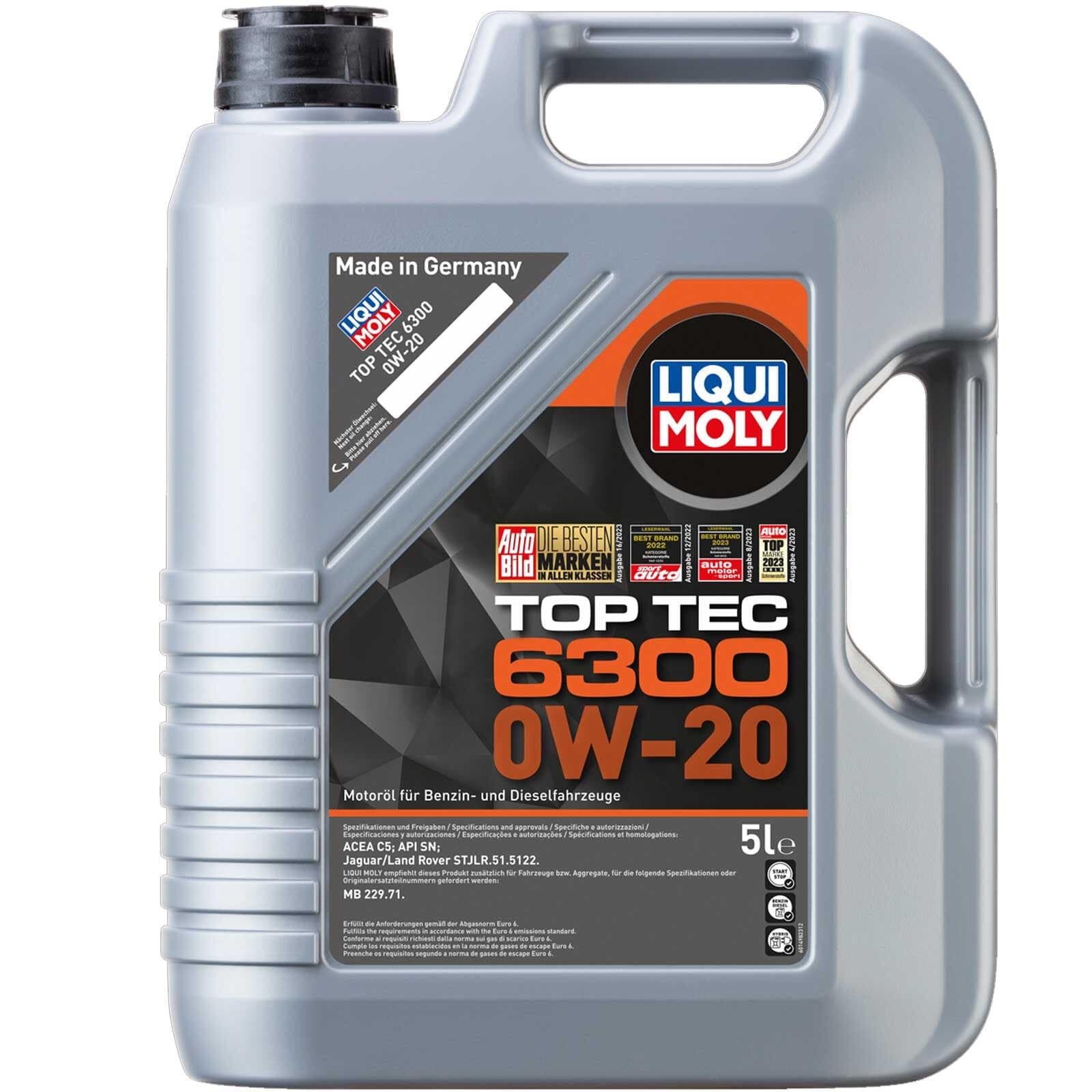 LIQUI MOLY Top Tec 6300 0W-20 | 5 L | Synthesetechnologie Motoröl | Art.-Nr.: 21211