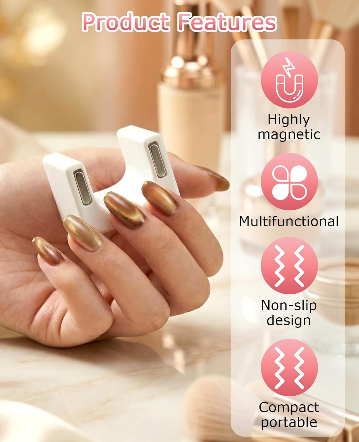 5D Horseshoe Magnet for Nail Polish Set, U Shaped Magnets for Nails Easy Multiple Cat Eye Effects