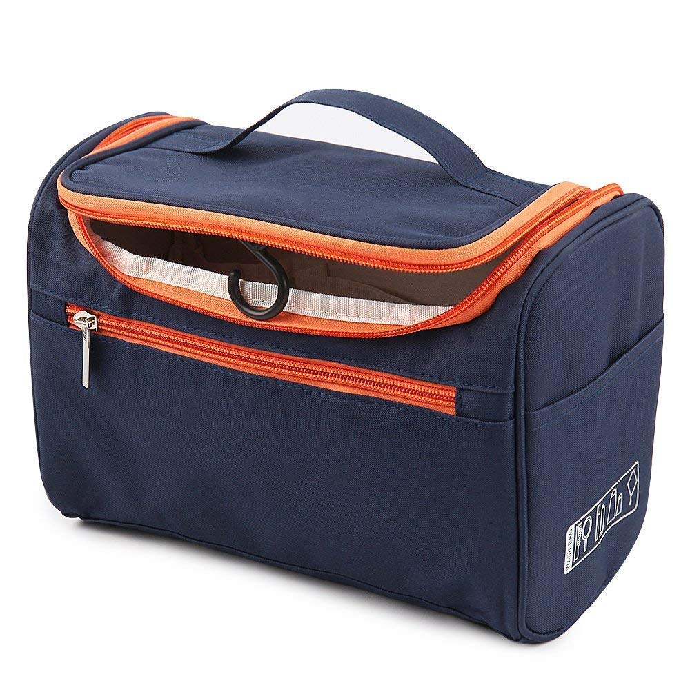 Padchaaya Cosmetic Organizer Toiletry Bag with Hook Grooming Travel Kit Makeup Organizer (Blue)