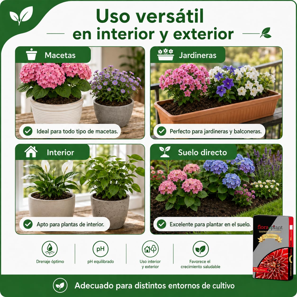 FLORAPL70 Sustrato Floraplant, Negro (1 Unidad)