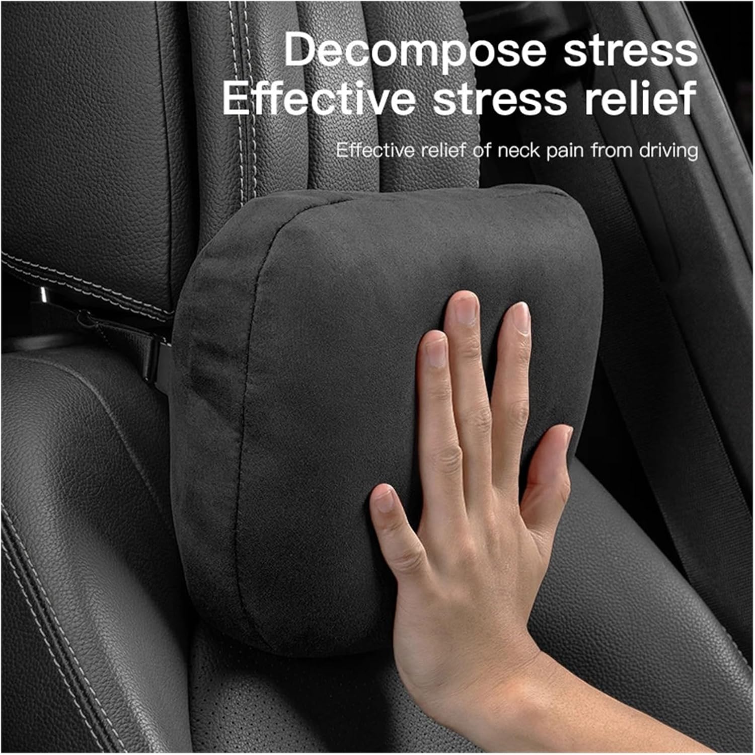 Suede Car Headrest Neck Support Pillow for S Class - Soft & Adjustable Car Accessories(F-Red-1)
