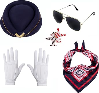 Adult Flight Attendant Costume Accessories Stewardess Costume Set