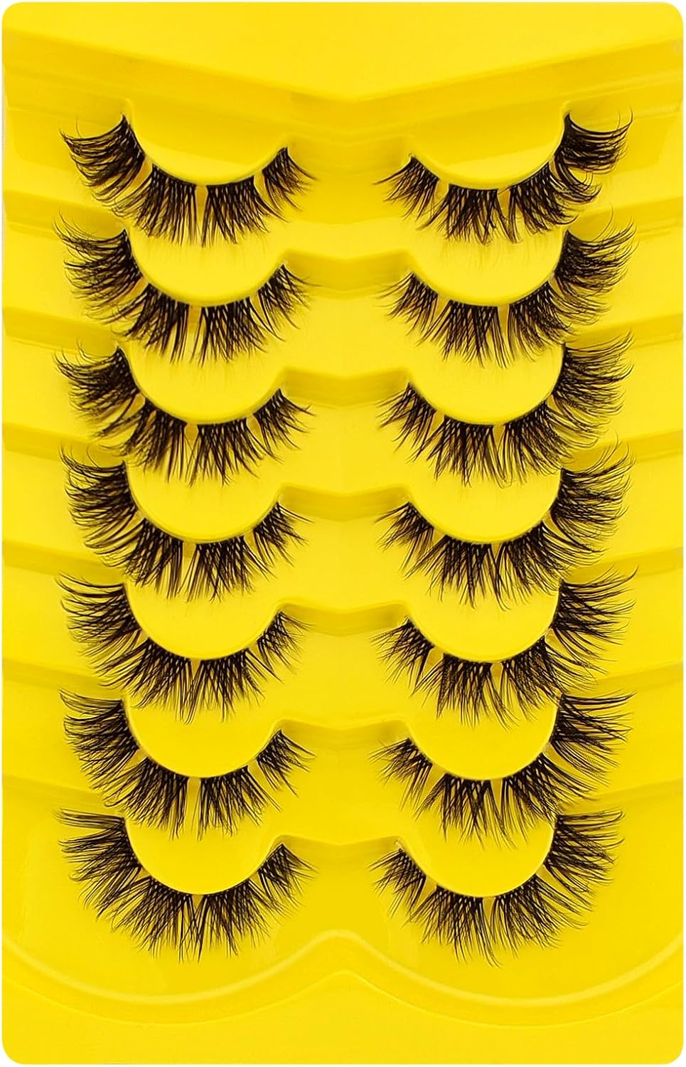 7 Pairs Clear False Eyelashes, Cat Eye, Natural Artificial Eyelashes, Extensions, Fox Eye Artificial Cluster Eyelashes, Natural Look, Reusable, Lightweight False Eyelashes (CZ-06)