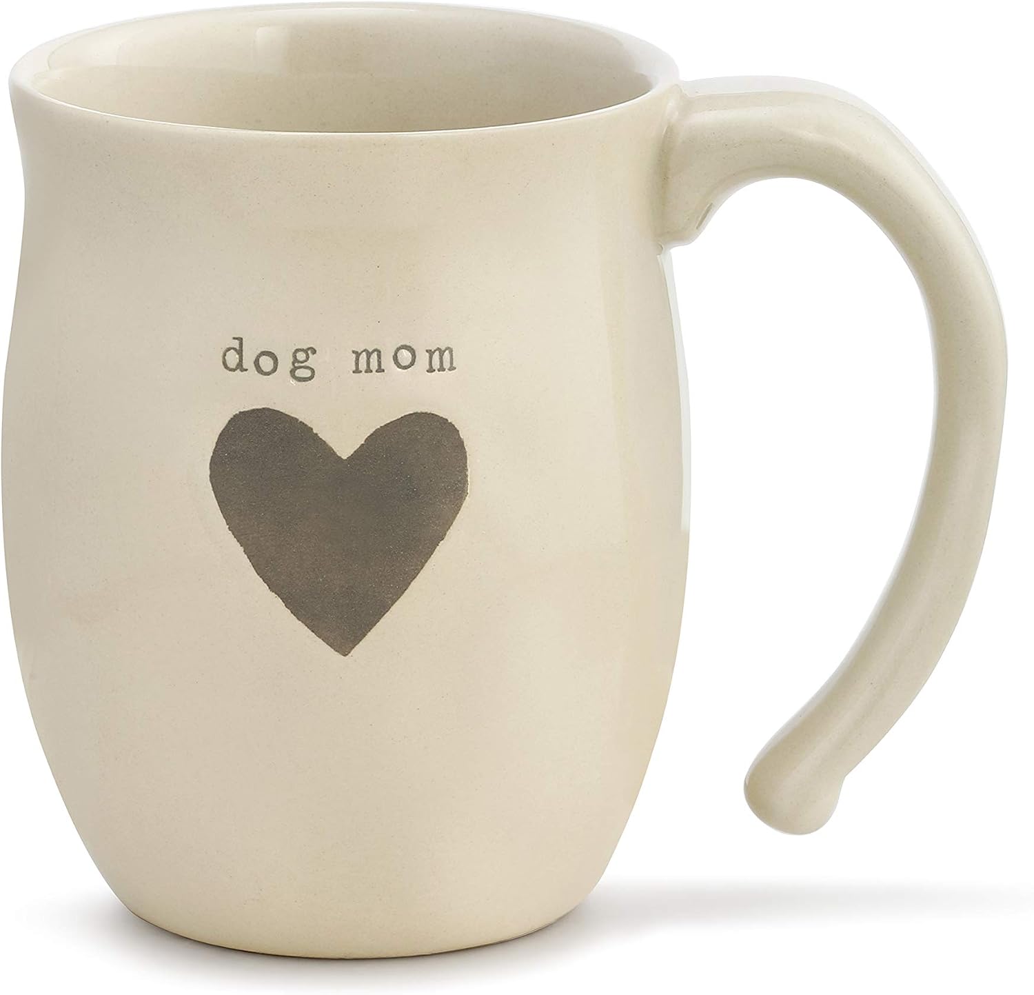 DEMDACO Dog Mom Heart Cream Inspirational 16 ounce Ceramic Stoneware Coffee Mug