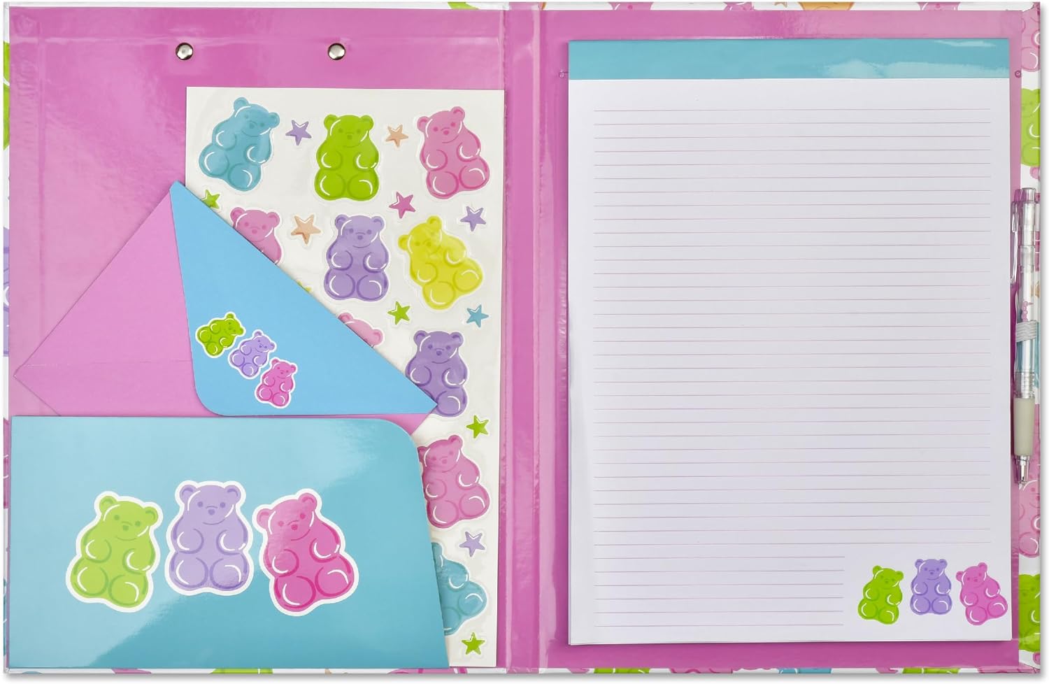 iscream 9" x 12" Clipboard Portfolio with Stationery Notepad, Envelopes and Stickers - Yummy Gummies