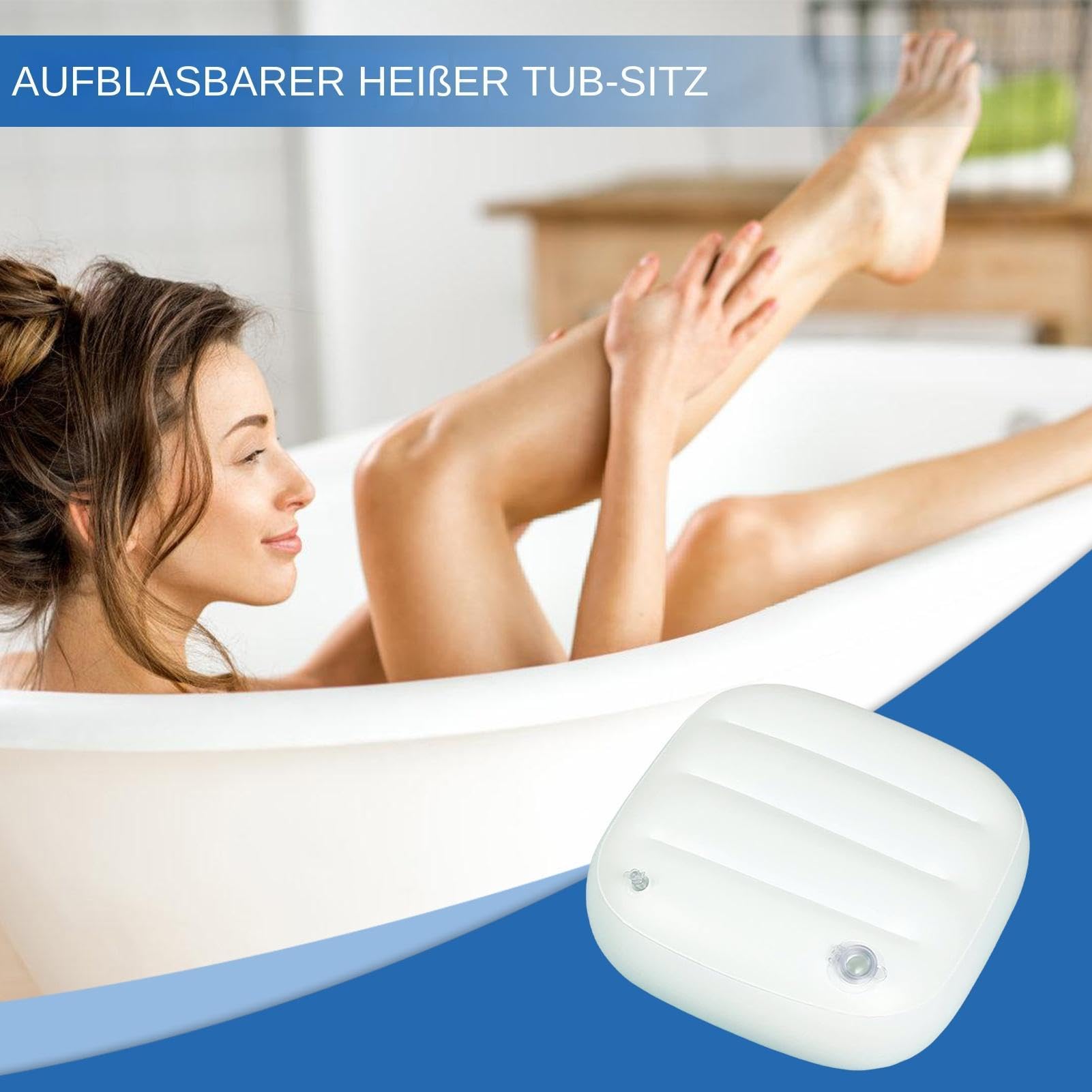 Asiento inflable Hot Tub Seat | Material PVC, Firmness ajustable, diseño ergonómico | Portable Spa Seat Cushion, Bath Tub Booster | Relaxation Bath Accessory for Spa &