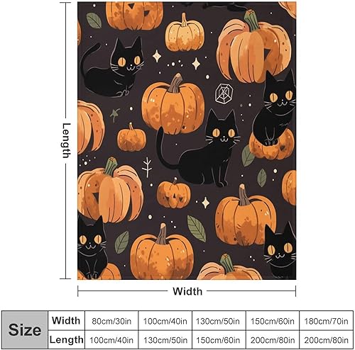 Miniatura 2 de Manta de calabaza de gato negro de Halloween para otoño, Halloween, manta suave y cálida de 50 x 60 pulgadas, manta súper suave y acogedora para
